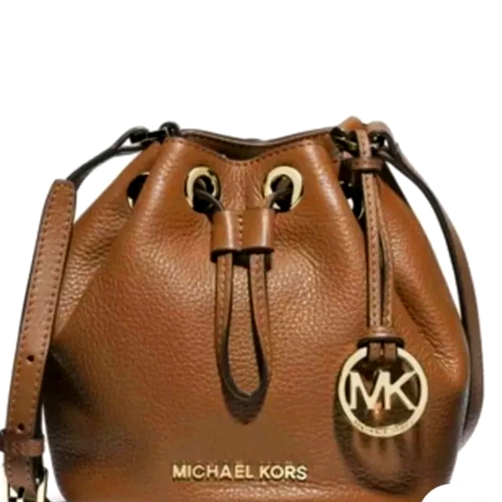 Micheal Kors Cognac Frankie Drawstring Tote Bag